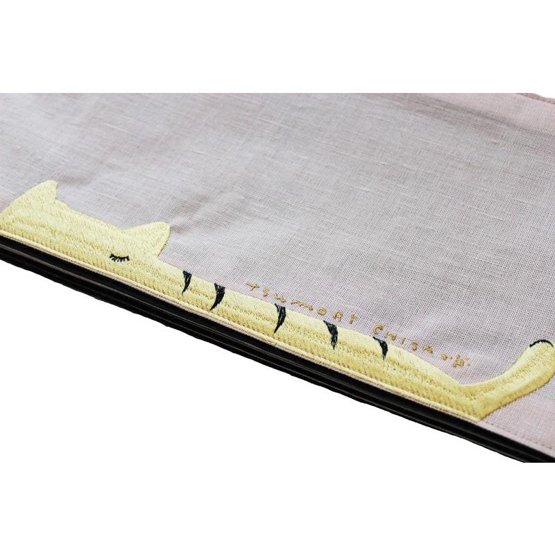 ピンク色猫柄浴衣帯-7t-121 】ブランド ツモリチサト 麻 浴衣帯 半幅帯