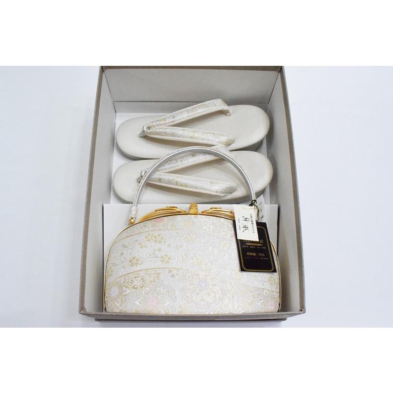 草履バッグセット 紗織 留袖用 H-1【紗織/帯地/シルバー台/正装向き