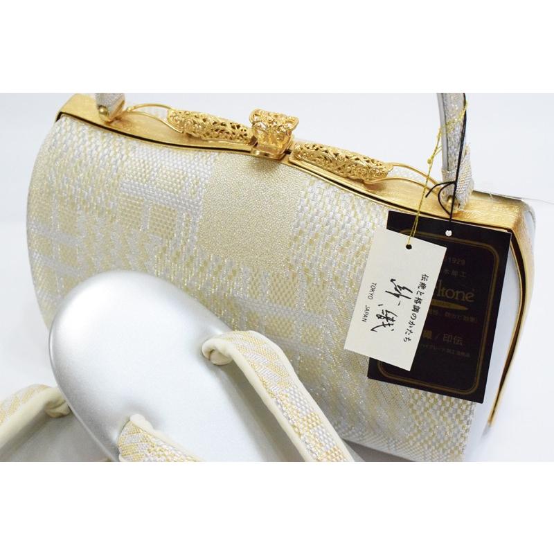 草履バッグセット 紗織 留袖用 I-3【紗織/帯地/シルバー台/正装向き