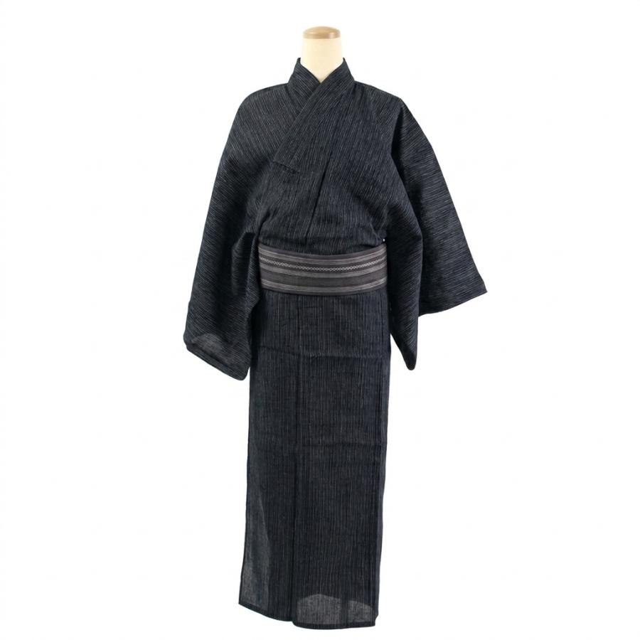 しじら織り 男性 メンズ 浴衣-単品（地色：黒色縞・男性用）【YP100P 