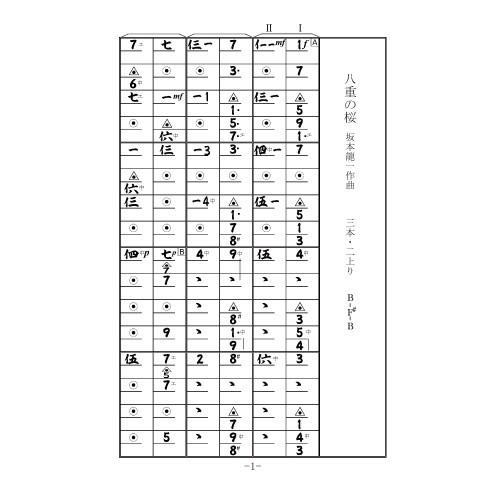 三味線二重奏 八重の桜(縦譜・五線譜付) : 電子音楽堂ヤフーショップ