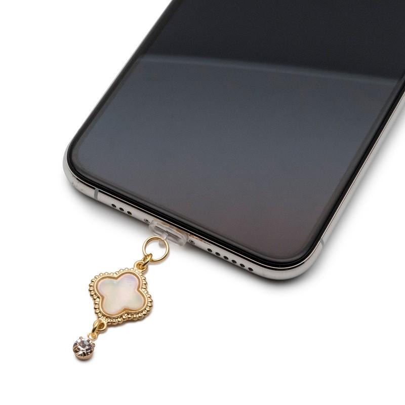 携帯ストラップ Iphone スマホ イヤホンジャック スマホピアス ストラップ キャップ スワロフスキー クローバー フラワー 花 スマホアクセサリー Keyholder15 オリジナルアクセサリーamanogawa 通販 Yahoo ショッピング
