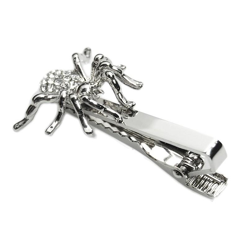 ネクタイピン タイピン タイバー スワロフスキー スパイダー 特売 蜘蛛 クモ くも シルバー