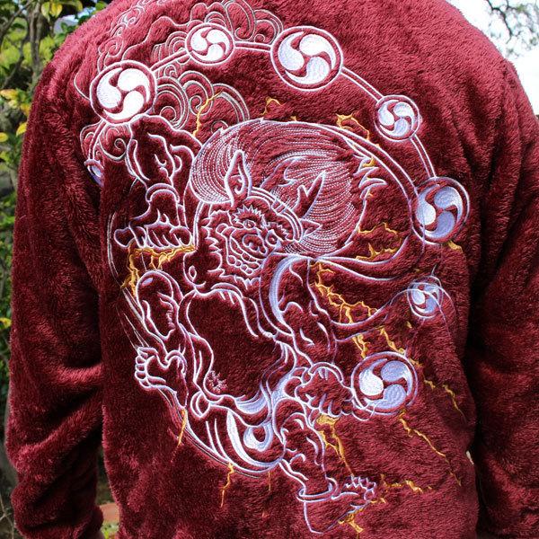 SALE!和柄 ボアジャケット 和柄フリース【SP203-4】スカジャン 風神