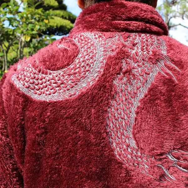 和柄 ボアジャケット 和柄フリース【SP203-2】スカジャン 巻き龍柄 和