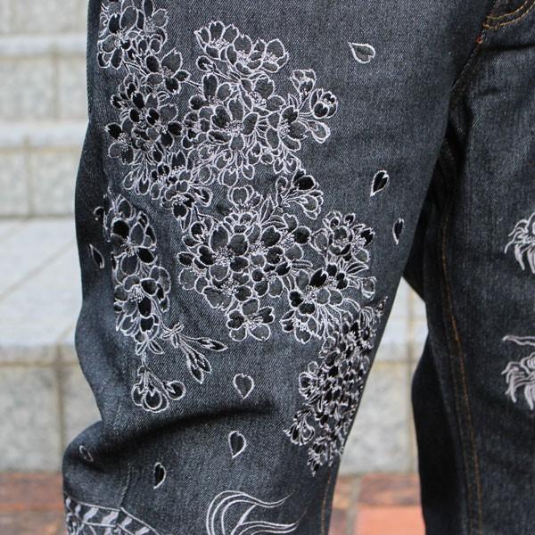 送料無料】和柄 ジーンズ 和柄デニム 和柄刺繍ジーンズ 巻き龍柄【J211