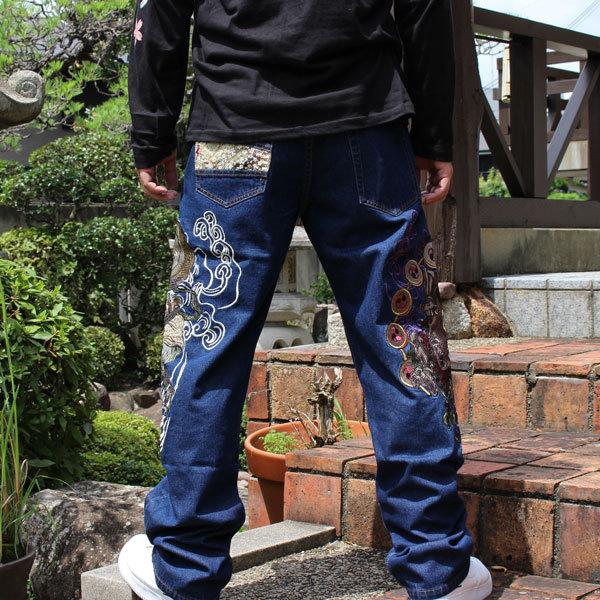 1本限定ノンウォッシュブルー】和柄 ジーンズ 和柄デニム 和柄