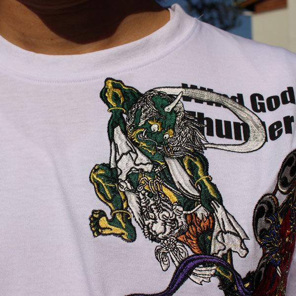 和柄 tシャツ 和柄刺繍半袖Tシャツ 【PS211-1】【本州送料無料】風神