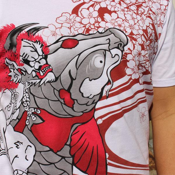 SALE】和柄 tシャツ 和柄半袖刺繍Tシャツ 【T211-5】超特大鬼鯉 和柄t 