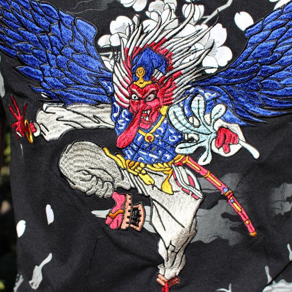 和柄 tシャツ 和柄半袖刺繍Tシャツ 【T211-6】天狗 和柄tシャツ 絡繰魂