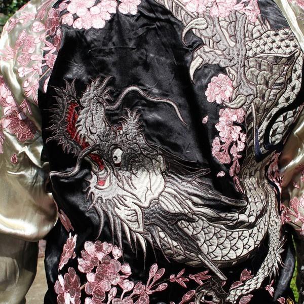 スカジャン 【273051】レーヨン【絡繰魂 粋】和柄刺繍スカジャン 桜 
