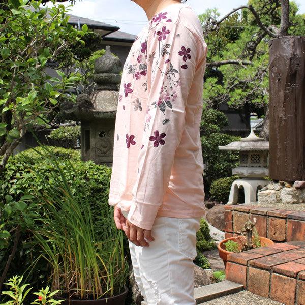 和柄 tシャツ 和柄長袖Tシャツ 和柄ロンt【YH21305】桜/家紋刺繍 和柄 tシャツ 和柄長袖Tシャツ 和柄ロンt【YH21305】桜/家紋刺繍
