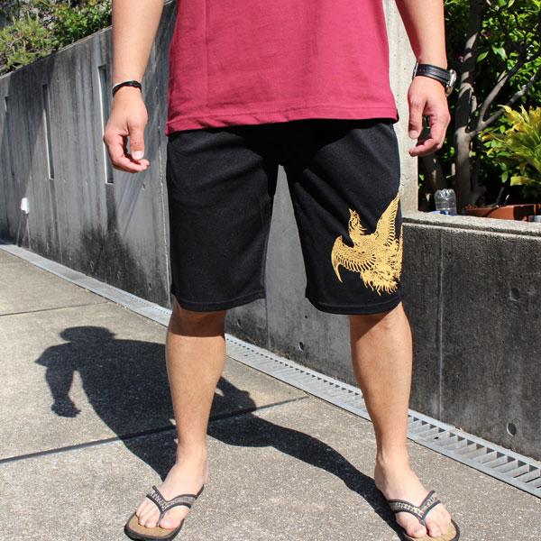 和柄 半ズボン 和柄ハーフパンツ ダブルフェイスメッシュ【軽量超涼