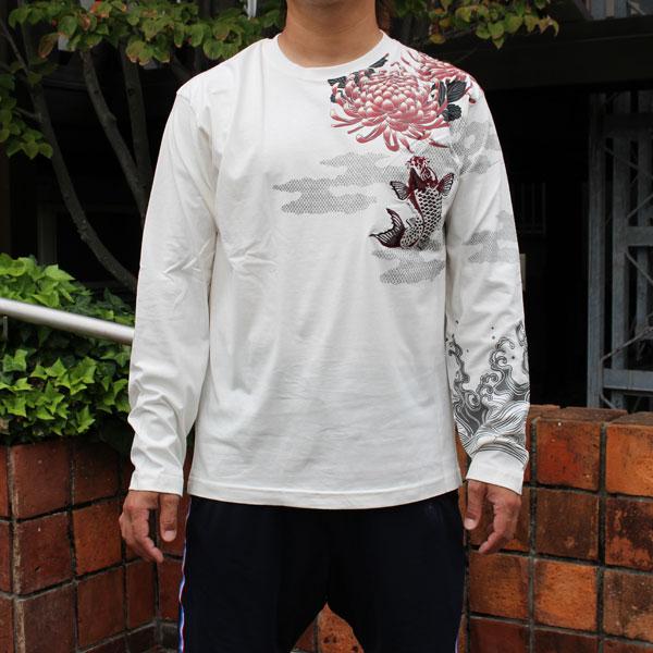 和柄刺繍tシャツ 和柄長袖Tシャツ 和柄 Tシャツ【YH23302】鯉柄 和柄