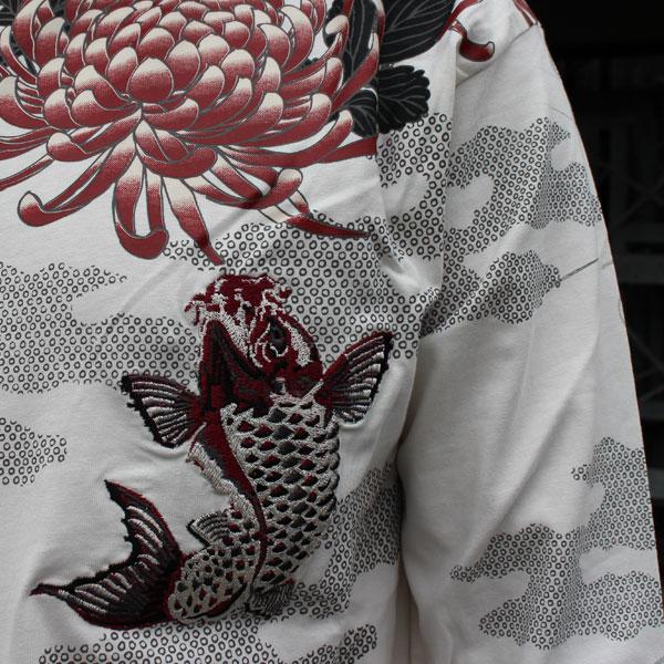 和柄刺繍tシャツ 和柄長袖Tシャツ 和柄 Tシャツ【YH23302】鯉柄 和柄 