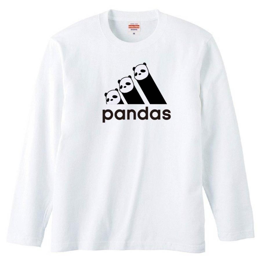 【送料無料】【新品】pandas パンダス ロング 長袖 Tシャツ おもしろ パロディ プレゼント メンズ 白　S〜XL｜wagaraya