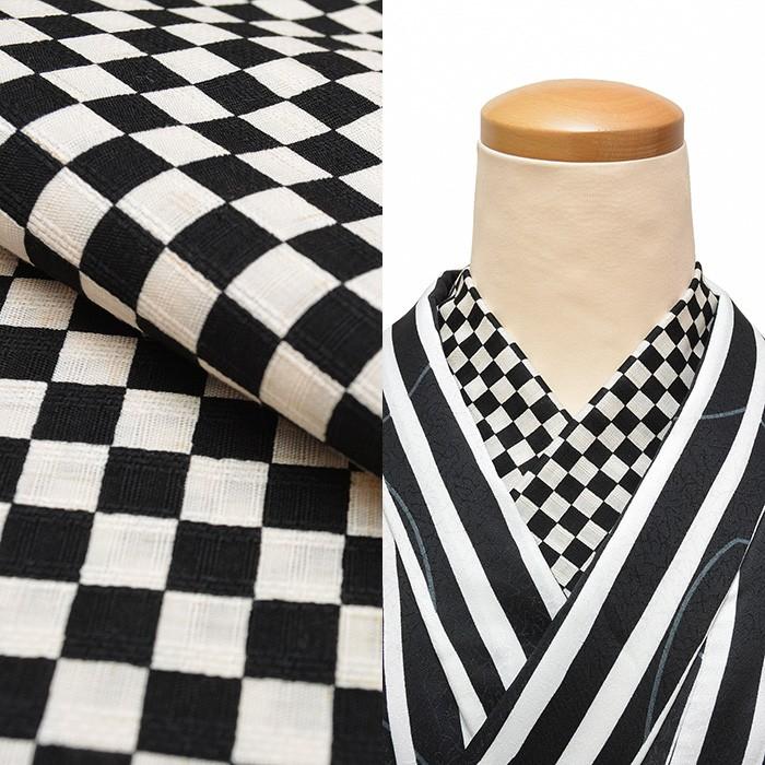 市松 ☆大人気☆2800モノトーン 洗える半衿 半襟 黒 洗える着物 正絹