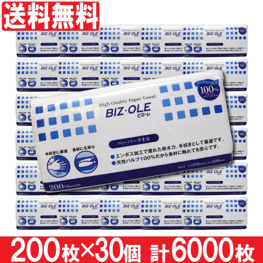 ペーパータオル レギュラー ビズーレ 200枚 30個セット 計6000枚 業務用 中判 キッチンタオル キッチンペーパー 爆買（Yahoo!・わごんせる金橋）