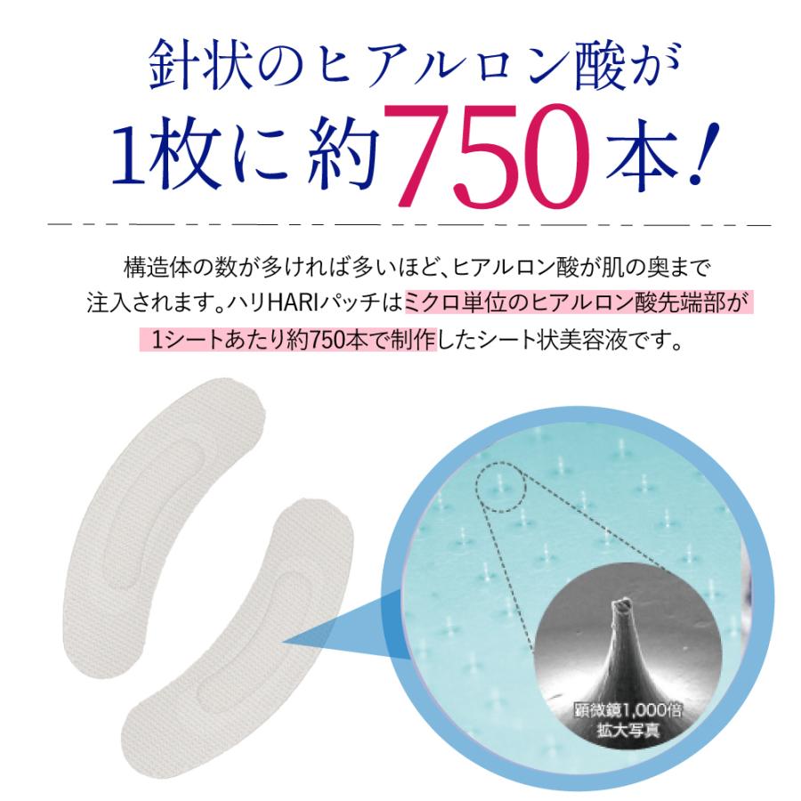 マイクロニードル ヒアルロン酸 パッチ 針 マイクロニードルパッチ 日本製 お肌にハリHAパッチ 2枚入 2個セット マイクロアイパッチ｜wagonsale-kanahashi｜03