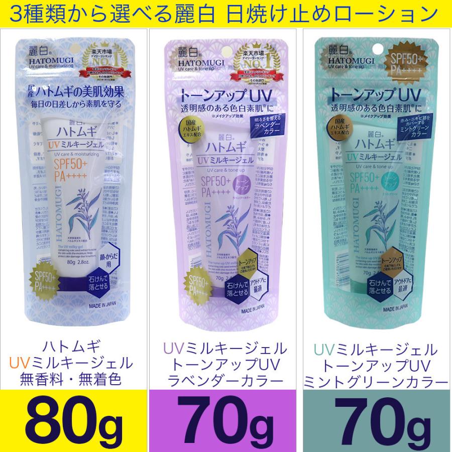 熊野油脂 日焼け止め ハトムギ UVミルキージェル SPF50+ PA++++ 日本製
