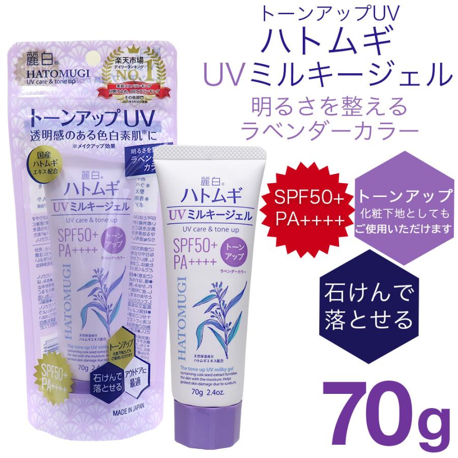 熊野油脂 日焼け止め ハトムギ UVミルキージェル SPF50+ PA++++ 日本製