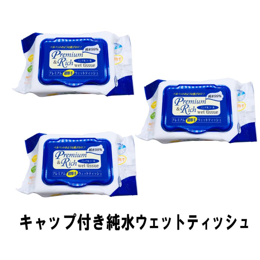 プレミアム 超厚手 ウェットティッシュ キャップ付き 3個セット 選べる