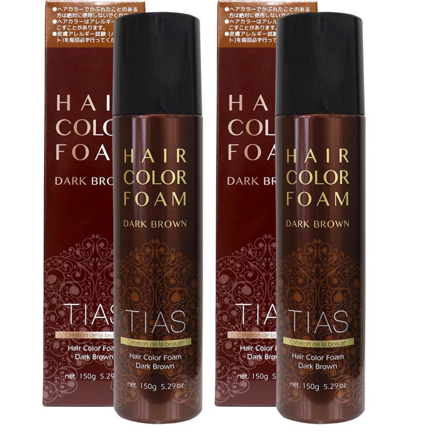 TIAS 白髪染め TIASヘアカラー 泡 泡で簡単に染まる永久染毛剤 150g×2