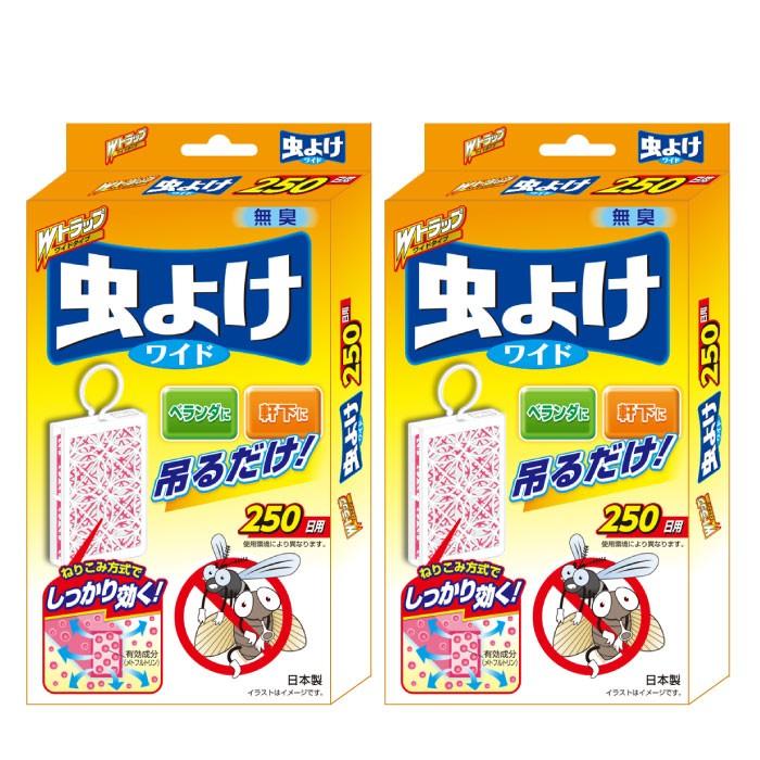 虫除け ワイド 吊るす 虫よけ 無臭 玄関 ベランダ 軒下 ペット Wトラップ 250日用 2個セット 日本製｜wagonsale｜03