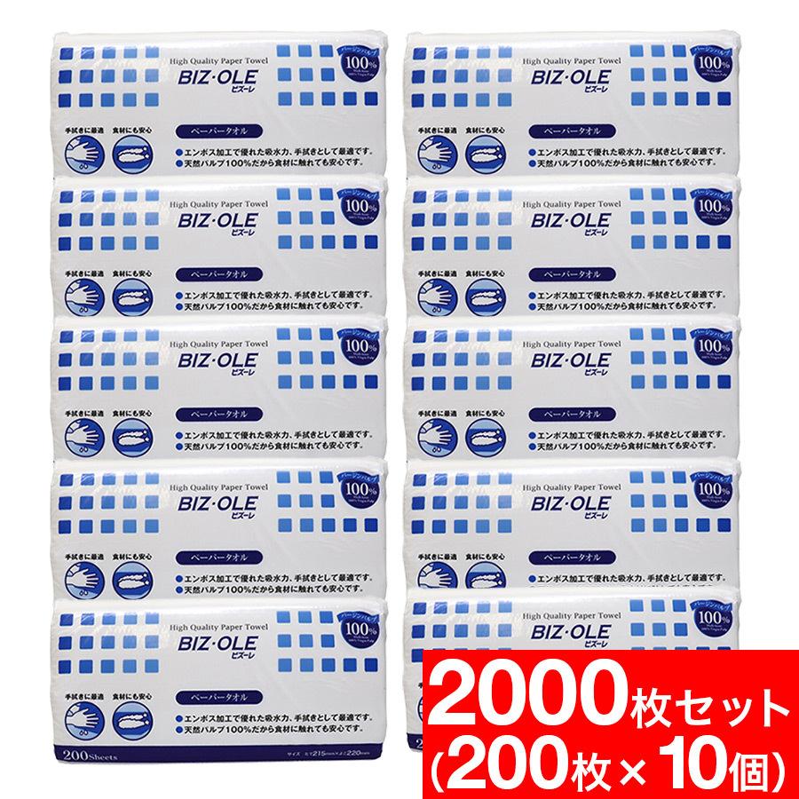 ペーパータオル レギュラー 200枚 10個セット 計2000枚 エンボス加工 キッチンクロス キッチンタオル キッチンペーパー 爆買（Yahoo!・わごんせる）