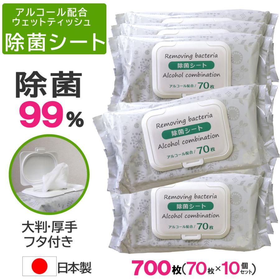 大一紙工 除菌シート アルコール ウェットティッシュ 70枚×10個セット