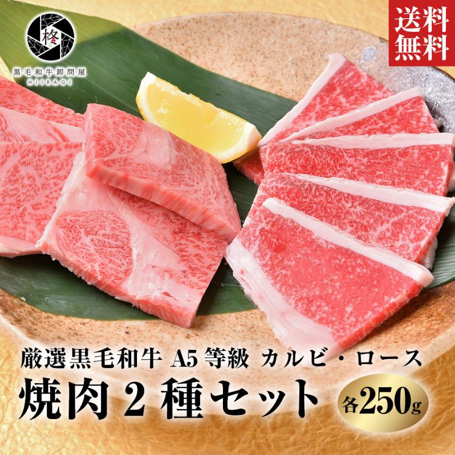 牛肉 カルビ ロース セット500g 各250g 黒毛和牛 5等級 送料無料 喜ばれるギフト 黒毛和牛卸問屋 柊 通販 Paypayモール