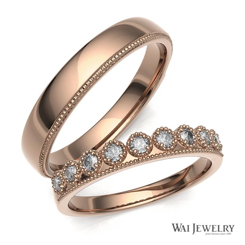 結婚指輪 ピンクゴールド マリッジリング ダイヤモンド ペアリング 2本セット 指輪 K18PG 20代 30代 40代