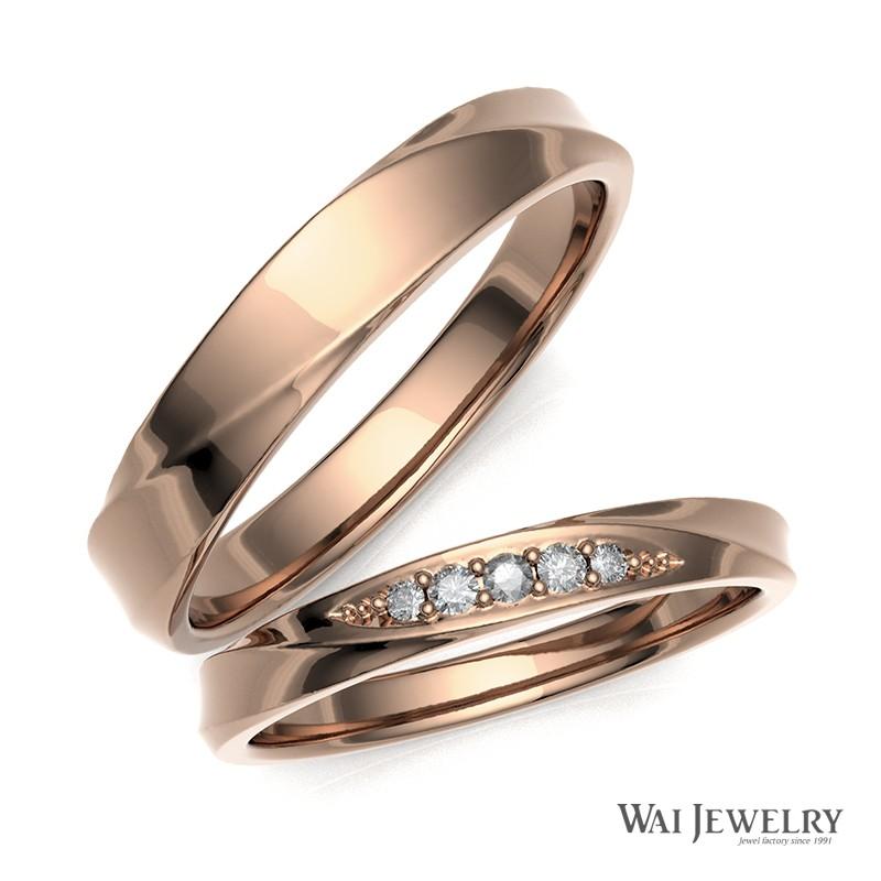 結婚指輪 ピンクゴールド マリッジリング ダイヤモンド ペアリング 2本セット 指輪 K18PG 20代 30代 40代