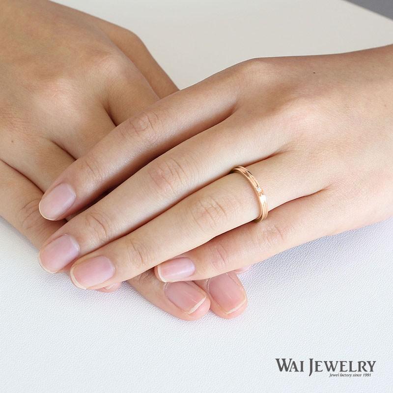 《送料込》 結婚指輪 ピンクゴールド マリッジリング ダイヤモンド ペアリング 2本セット 指輪 K18PG 20代 30代 40代 【TMF1865413992】(67881円)