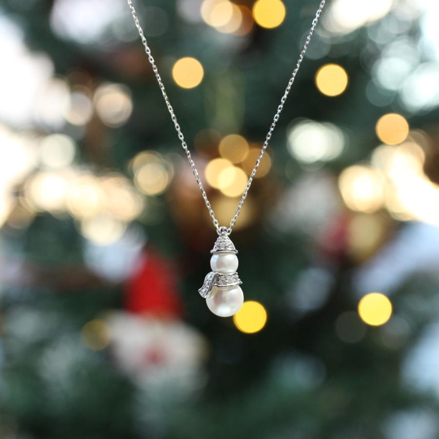 雪だるま（スノーマン） アコヤパール ダイヤモンド 0.08ct ペンダント 