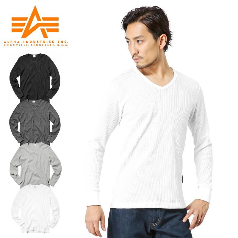 Alpha Industries ALPHA アルファ L/S Vネック ワッフルTシャツ Alpha Industries ALPHA アルファ L/S Vネック ワッフルTシャツ