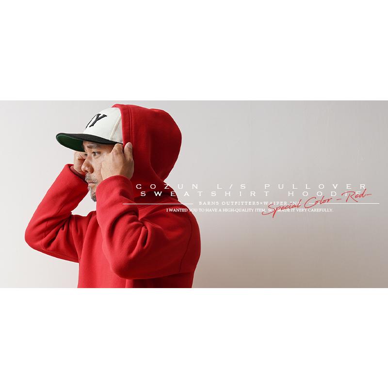 WAIPER×BARNS OUTFITTERS BR-3007WP COZUN L/S プルオーバー スウェットパーカー 日本製 ”WAIPER RED”【Cx】【T】 BARNS OUTFITTERS（バーンズ アウトフィッターズ） WAIPER×BARNS BR