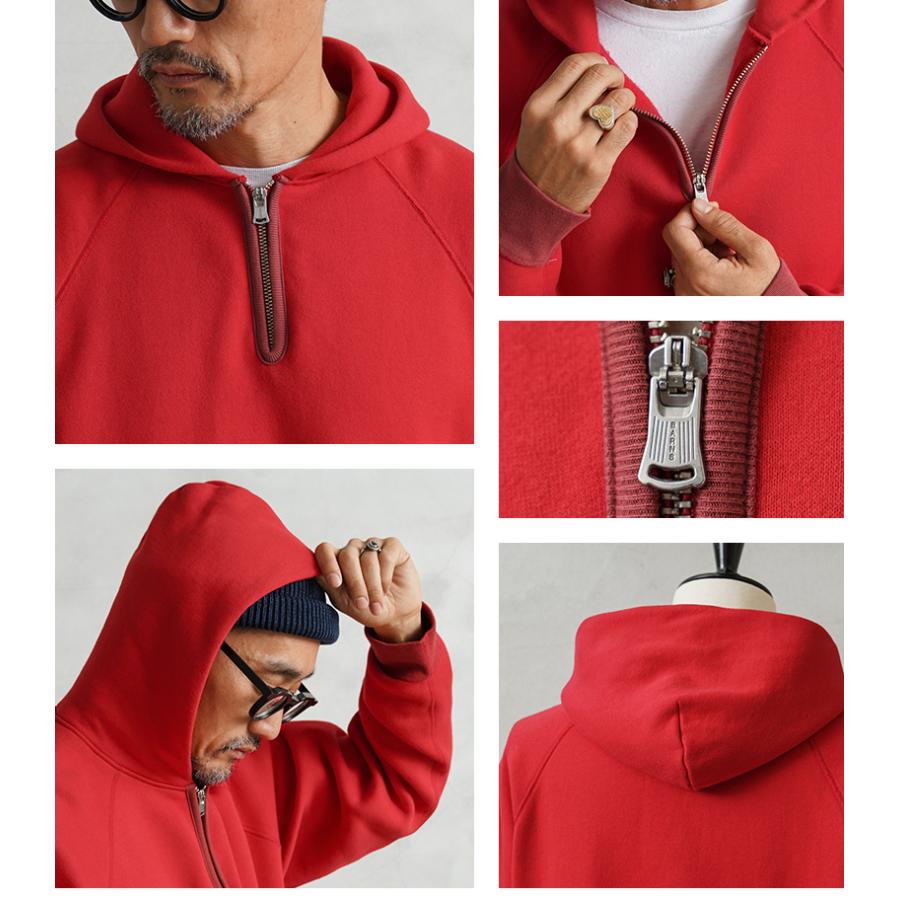WAIPER×BARNS OUTFITTERS BR-3042WP COZUN L/S ハーフジップ スウェットパーカー 日本製 ”WAIPER RED”【Cx】【T】 BARNS OUTFITTERS（バーンズ アウトフィッターズ） WAIPER×BARNS BR