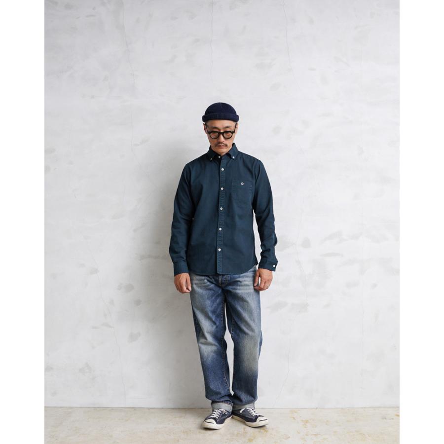 BARNS OUTFITTERS ネイビー オックスフォードシャツ　ボタンダウン バーンズアウトフィッターズ【BARNS OUTFITTERS】小衿