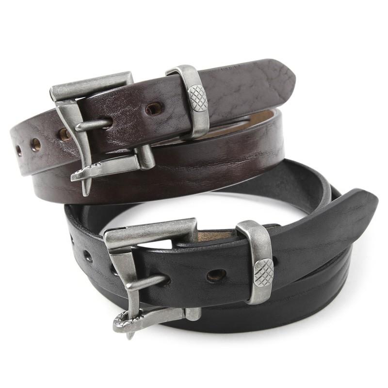 レザーベルト 銀色バックル EUR85 （うんチョコ） レザーベルト 銀色