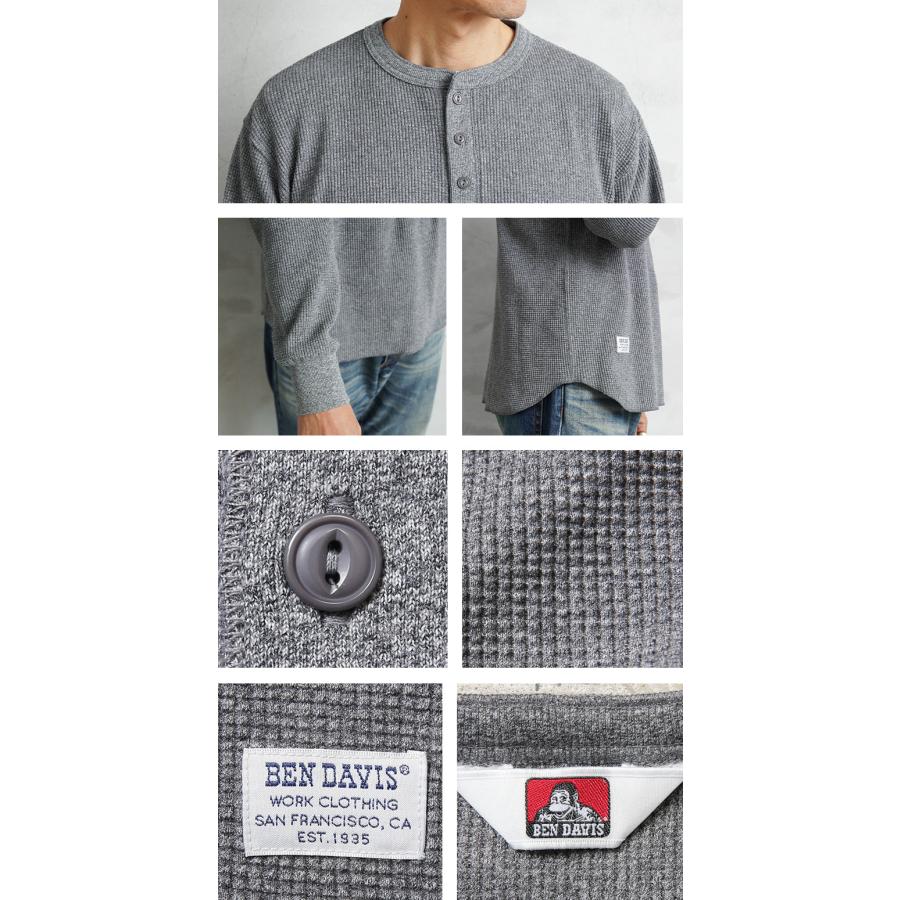 BEN DAVIS ベンデイビス C-26380025 WAFFLE L/S ヘンリーネック T