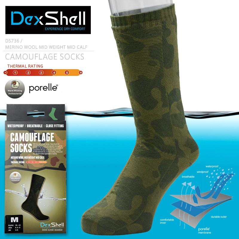 送料無料 Dexshell デックスシェル Ds736 ウォータープルーフ ブリーザブル Camouflage ミッドカーフソックス メリノウール ブランド 日本全国送料無料 Www Muslimaidusa Org
