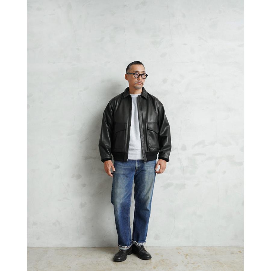 FIDELITY ラムレザー A-2 ジャケット　L LAMB LEATHER A-2 JACKET (Black)｜ラムレザーA2ジャケット