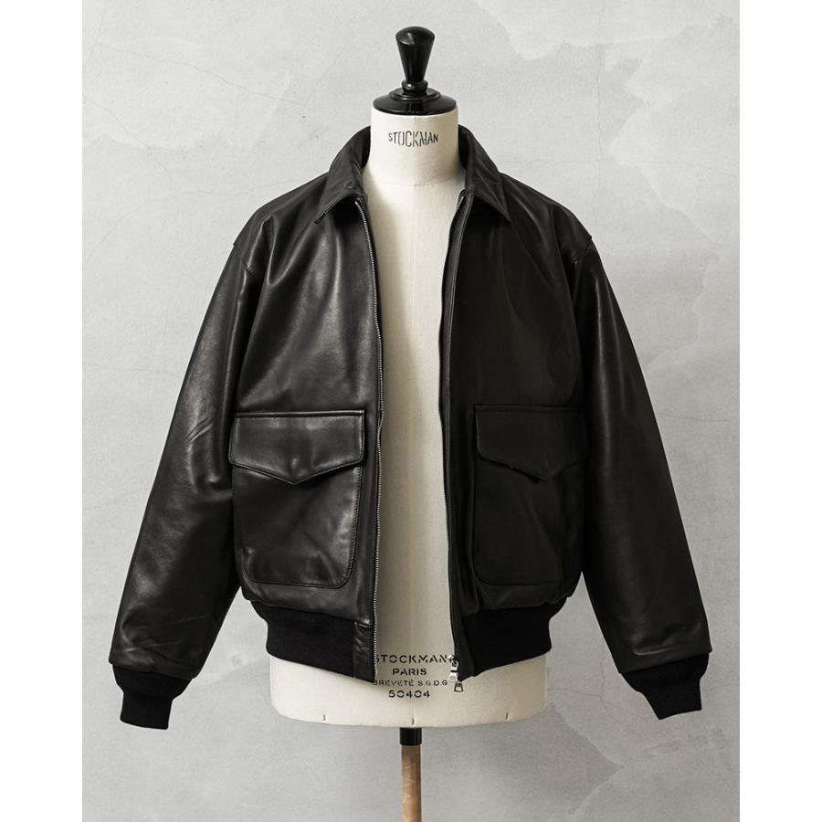 フィデリティ　ラムレザー　フライトジャケット　レザージャケット　黒　ブラック フィデリティ ラムレザー フライトジャケット レザージャケット 黒