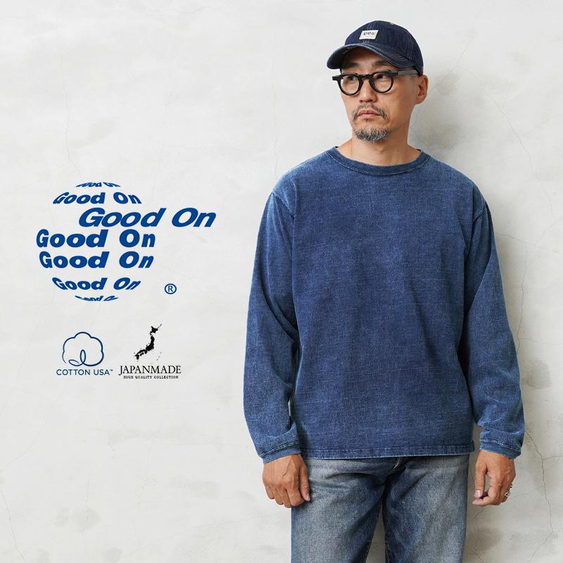 Good On グッドオン GOLT-2107IS ヘビージャージー L/S クルーネックＴシャツ INDIGO SHAVE 日本製【Sx】【T】｜メンズ トップス トレーナー 大きいサイズ 長袖 アメカジ 染め 無地 厚手 ブランド おしゃれ GOOD ON（グッドオン） GOLT-2107IS ヘビージャージー L/S クルー