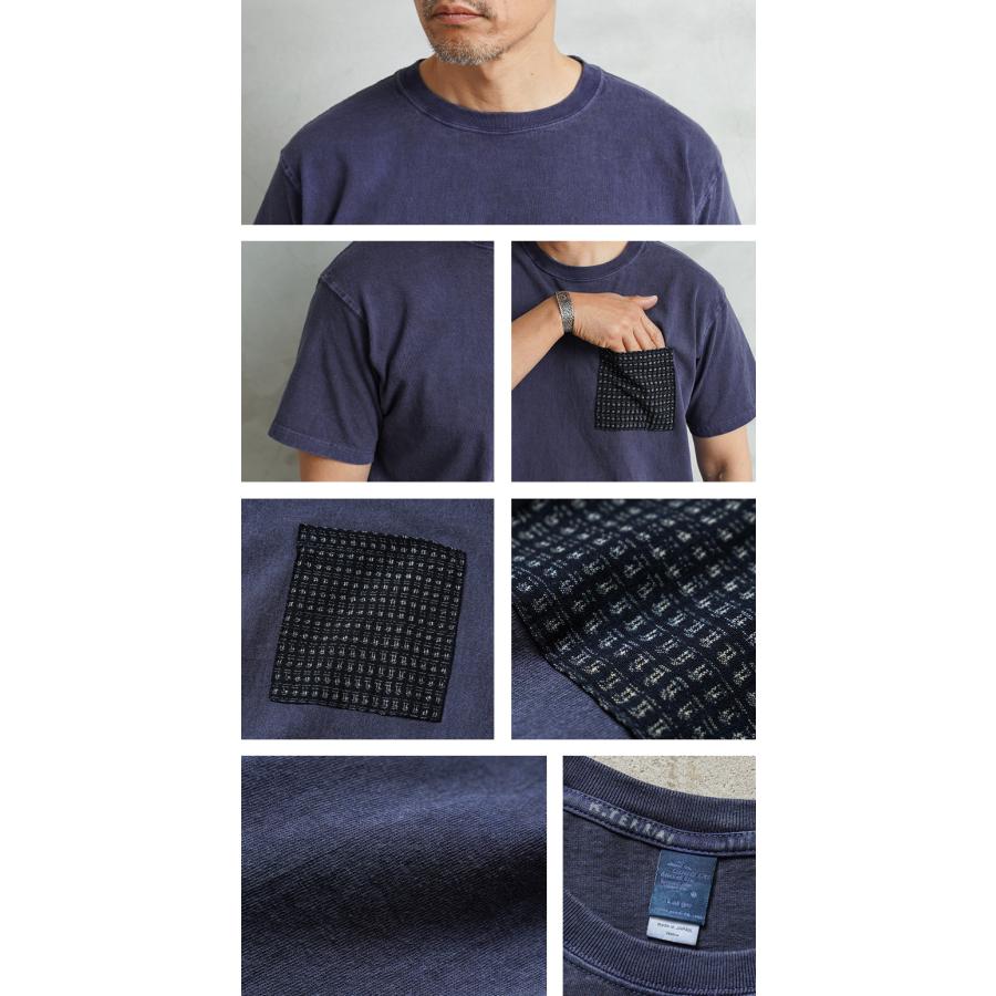 Good On×KOUHEI TERRAI KTER-2507 BUNJIN KASURI 文人絣 S/S クルーネックポケットTシャツ 日本製【Cx】【T】 GOOD ON（グッドオン） Good On×KOUHEI TERRAI KTER-2507 BUNJIN