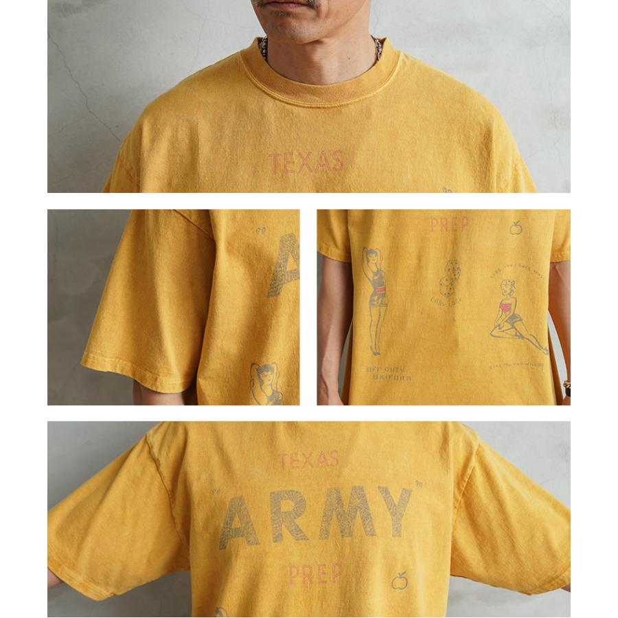 HOUSTON（ヒューストン） 22423 PIGMENT PRINT TEE（ARMY）ピグメント