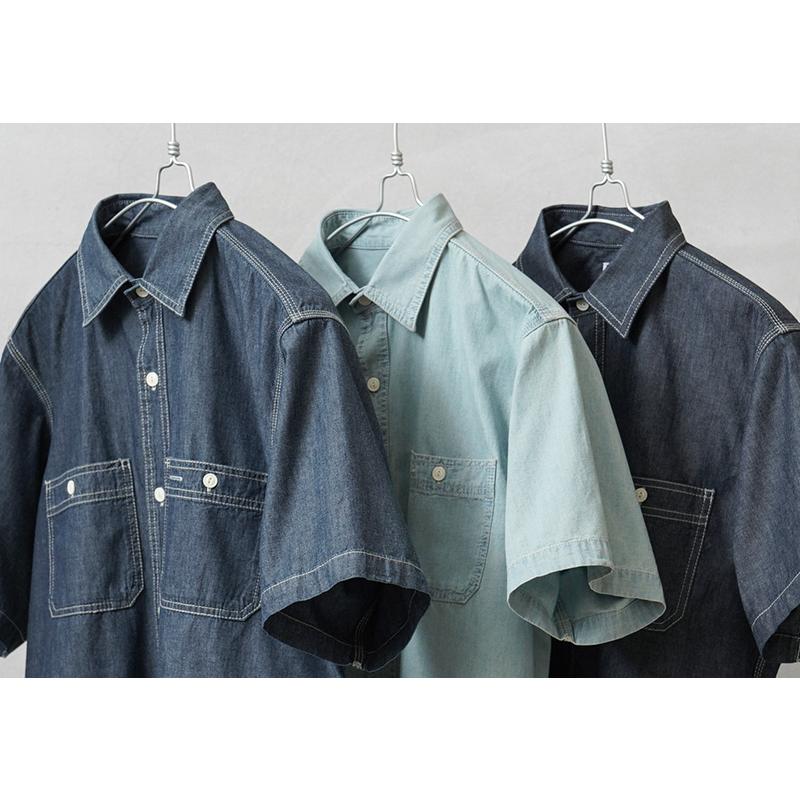 HOUSTON（ヒューストン） 41084 USAコットン S/S シャンブレー ワーク