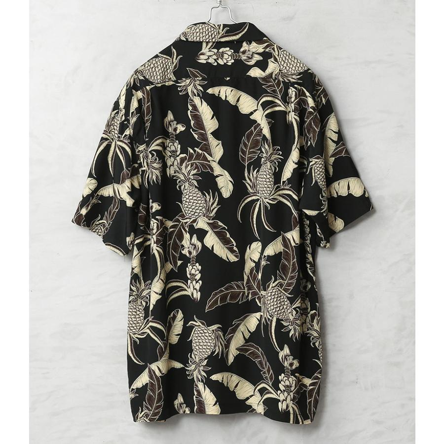 HOUSTON ヒューストン 41351 ALOHA SHIRT（PINEAPPLE）アロハシャツ 日本製 パイナップル フルーツ 総柄 柄シャツ オープンカラー 開襟 アメカジ【R】 | HOUSTON | 08