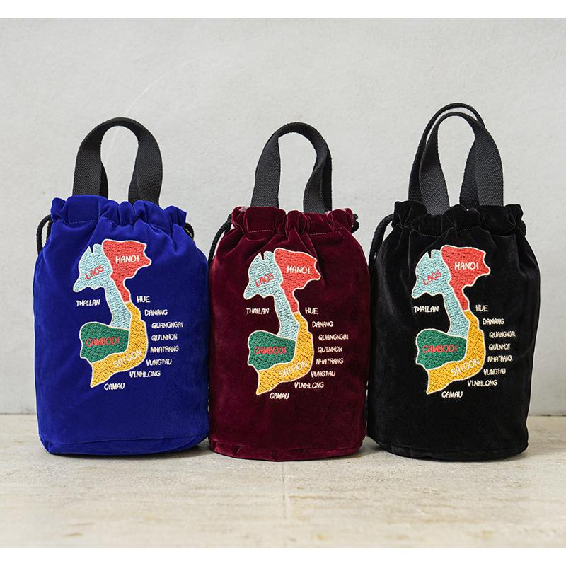 HOUSTON ヒューストン 6875 VELVETEEN EFFECT BAG 刺繍別珍 HOUSTON ヒューストン 6875 VELVETEEN EFFECT BAG 刺繍別珍